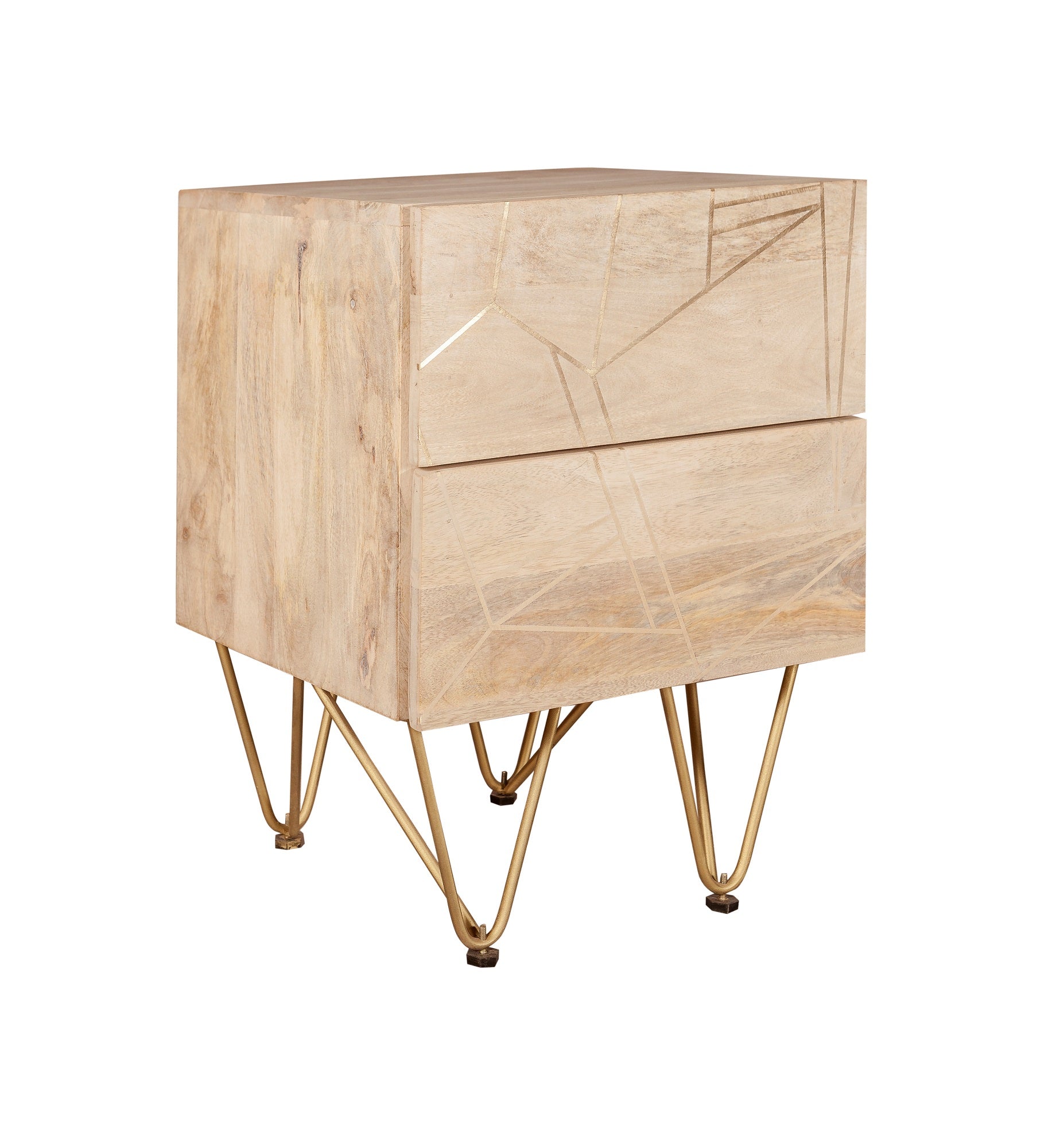 Light Gold 2 Drawer Bedside Table