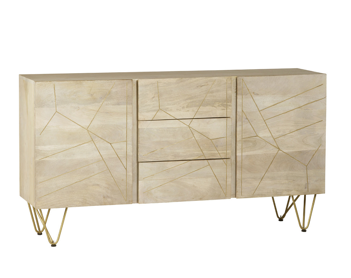 Light Gold Extra Large Sideboard 3 Drawers And 2 Doors