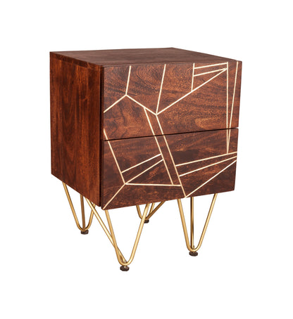 Dark Gold 2 Drawer Bedside Table