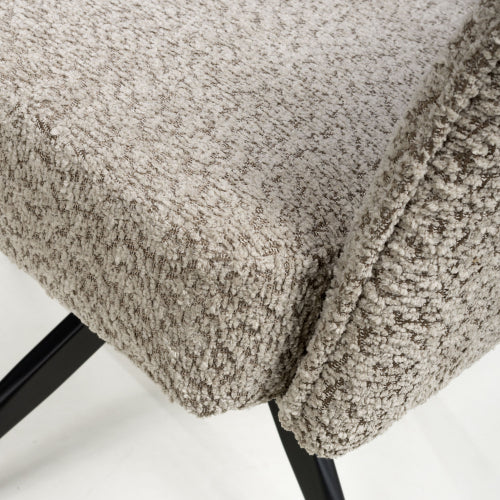 Brunswick Textured Chenille Effect Mink Dining Chairs With Black Legs In Pair