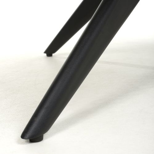 Brunswick Textured Chenille Effect Mink Dining Chairs With Black Legs In Pair