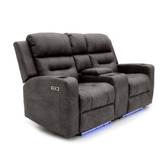 C-Love Tech Fabric 2 Seater Electric Recliner Sofa In Clove Brown With LED