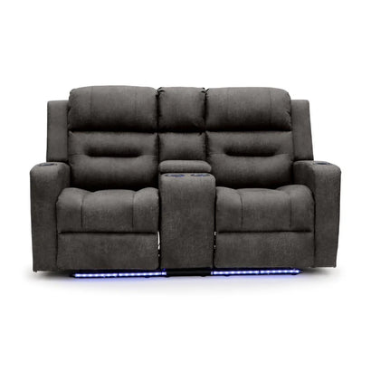 C-Love Tech Fabric 2 Seater Electric Recliner Sofa In Clove Brown With LED