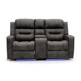 C-Love Tech Fabric 2 Seater Electric Recliner Sofa In Clove Brown With LED
