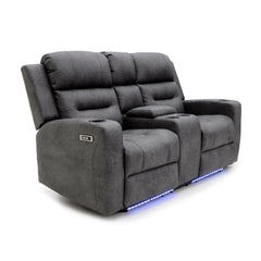 C-Love Tech Fabric 2 Seater Electric Recliner Sofa In Grey With LED