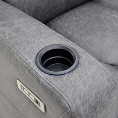 C-Love Tech Fabric 2 Seater Electric Recliner Sofa In Grey With LED