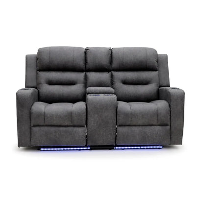 C-Love Tech Fabric 2 Seater Electric Recliner Sofa In Grey With LED