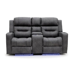 C-Love Tech Fabric 2 Seater Electric Recliner Sofa In Grey With LED