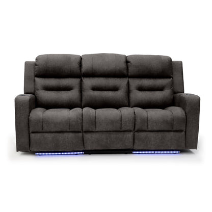 C-Love Tech Fabric 3 Seater Electric Recliner Sofa In Clove Brown With LED