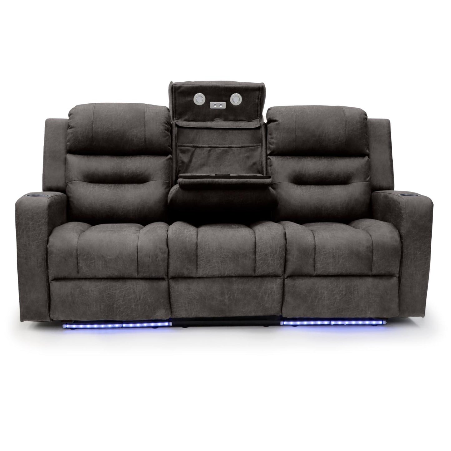 C-Love Tech Fabric 3 Seater Electric Recliner Sofa In Clove Brown With LED