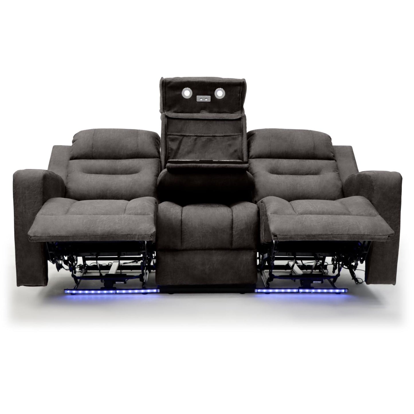 C-Love Tech Fabric 3 Seater Electric Recliner Sofa In Clove Brown With LED
