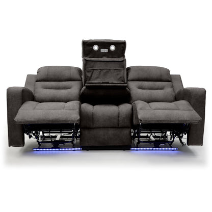 C-Love Tech Fabric 3 Seater Electric Recliner Sofa In Clove Brown With LED