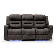 C-Love Tech Fabric 3 Seater Electric Recliner Sofa In Clove Brown With LED