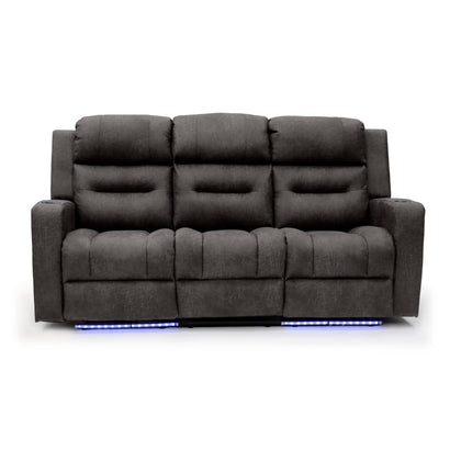 C-Love Tech Fabric 3 Seater Electric Recliner Sofa In Clove Brown With LED