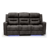 C-Love Tech Fabric 3 Seater Electric Recliner Sofa In Clove Brown With LED