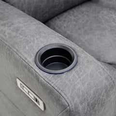 C-Love Tech Fabric 3 Seater Electric Recliner Sofa In Grey With LED