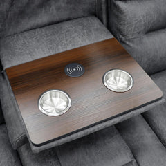 C-Love Tech Fabric 3 Seater Electric Recliner Sofa In Grey With LED