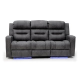 C-Love Tech Fabric 3 Seater Electric Recliner Sofa In Grey With LED