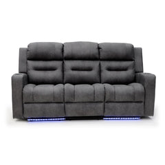 C-Love Tech Fabric 3 Seater Electric Recliner Sofa In Grey With LED