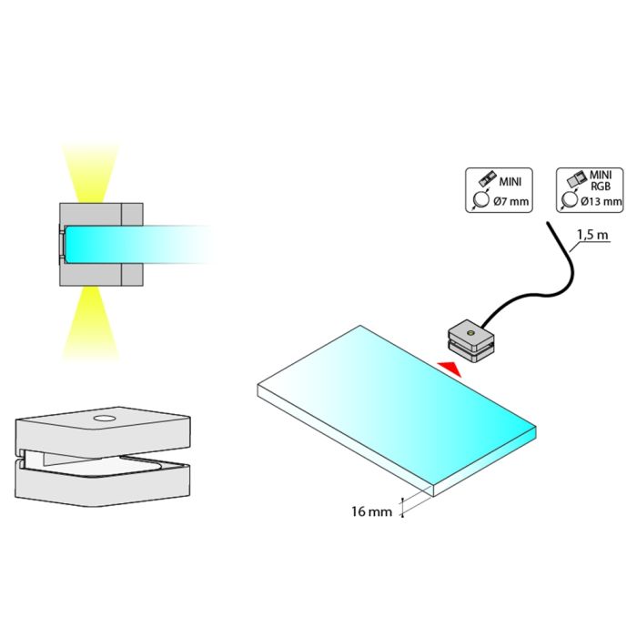 Cabinet Light Clips Dojo 3D 1 P with foot switch