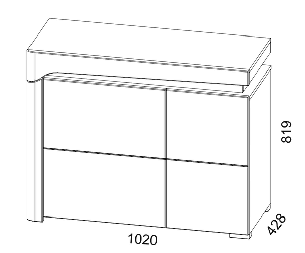 Cadillac 2 Door Small Sideboard In Oak Effect And White Gloss With Lights