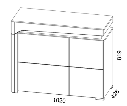 Cadillac 2 Door Small Sideboard In Oak Effect And White Gloss With Lights