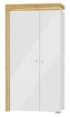 Cadillac 2 Door Wardrobe In Oak Effect And White Gloss With LED Lights