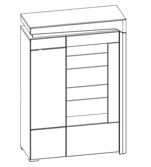 Cadillac Low Wide Display Cabinet In Oak Effect And White Gloss with LED Lights