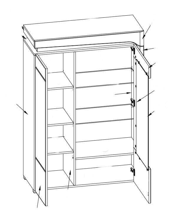 Cadillac Low Wide Display Cabinet In Oak Effect And White Gloss with LED Lights