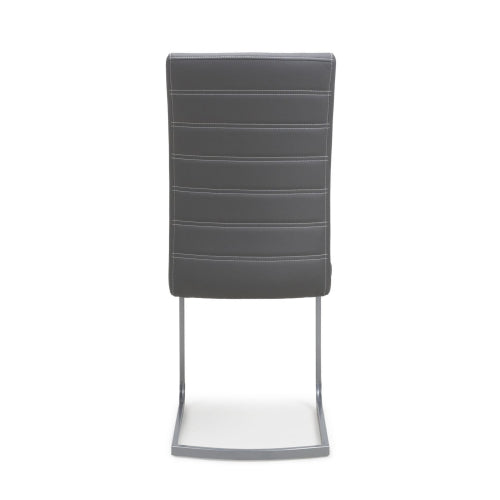 Callisto Grey Leather Dining Chairs With Chrome Legs In Pair