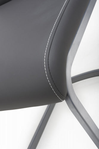 Callisto Grey Leather Dining Chairs With Chrome Legs In Pair