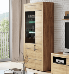 Camar Large 2 Door Display Cabinet In Oak Effect