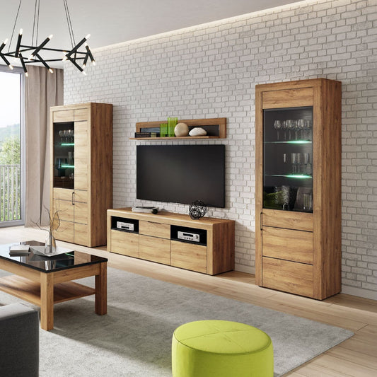 Camar Tall 1 Door Display Cabinet In Oak Effect