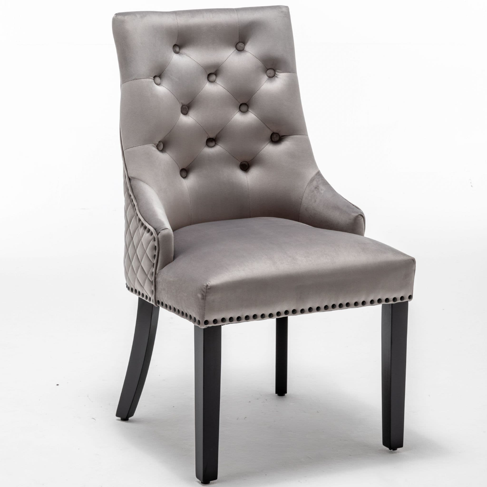 Cambridge Light Grey French Plush Velvet Dining Chair