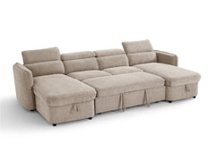 Capri Beige U-Shape Corner Sofa Bed with Storage - Furniture One Shop