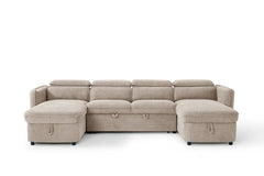 Capri Beige U-Shape Corner Sofa Bed with Storage - Furniture One Shop
