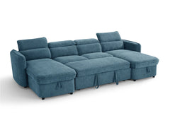 Capri Blue U-Shape Corner Sofa Bed with Storage - Furniture One Shop