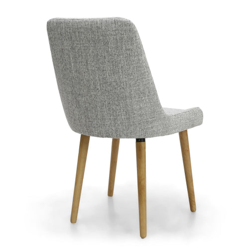 Capri Flax Effect Grey Dining Chairs With Oak Legs In Pair