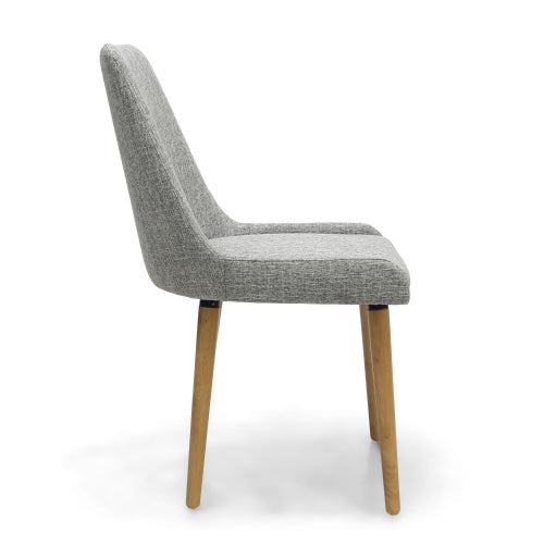 Capri Flax Effect Grey Dining Chairs With Oak Legs In Pair