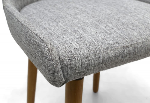 Capri Flax Effect Grey Dining Chairs With Oak Legs In Pair