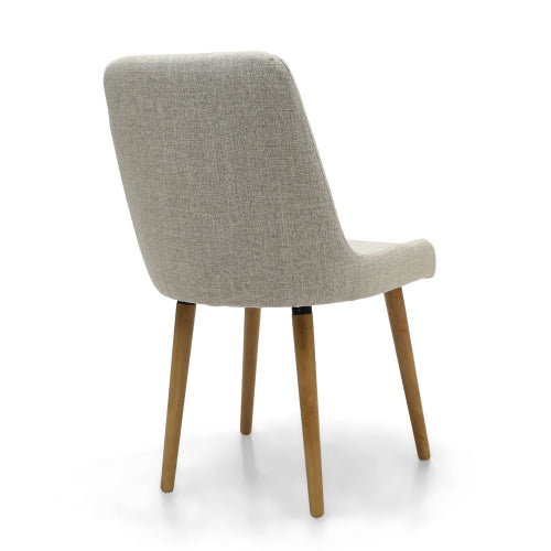 Capri Flax Effect Natural Dining Chairs With Oak Legs In Pair
