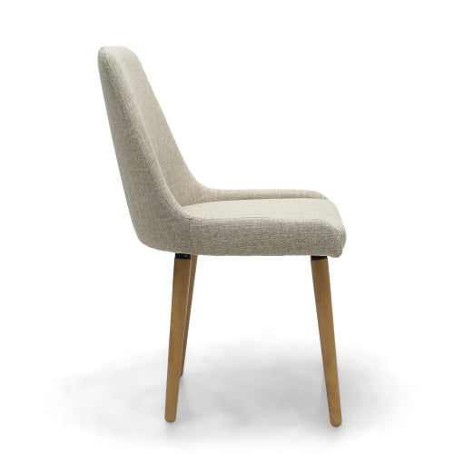 Capri Flax Effect Natural Dining Chairs With Oak Legs In Pair