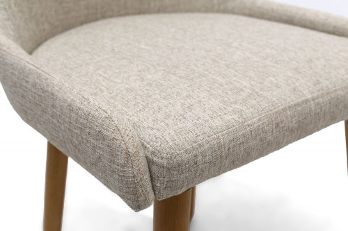 Capri Flax Effect Natural Dining Chairs With Oak Legs In Pair