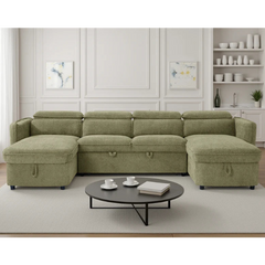 Capri Green U-Shape Corner Sofa Bed with Storage