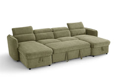 Capri Green U-Shape Corner Sofa Bed with Storage - Furniture One Shop