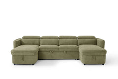 Capri Green U-Shape Corner Sofa Bed with Storage - Furniture One Shop