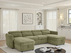 Capri Green U-Shape Corner Sofa Bed with Storage - Furniture One Shop