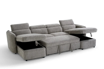 Capri Grey U-Shape Corner Sofa Bed with Storage - Furniture One Shop