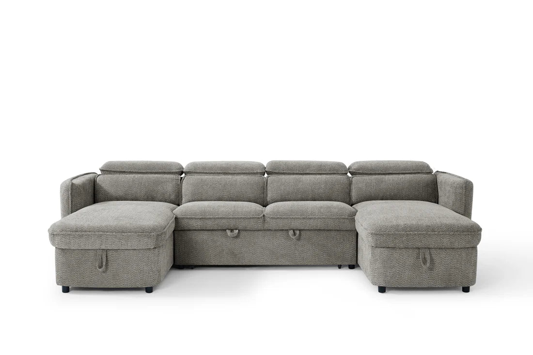 Capri Grey U-Shape Corner Sofa Bed with Storage - Furniture One Shop