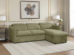 Capri Universal Corner Sofa Bed In Green Fabric with Storage - Furniture One Shop